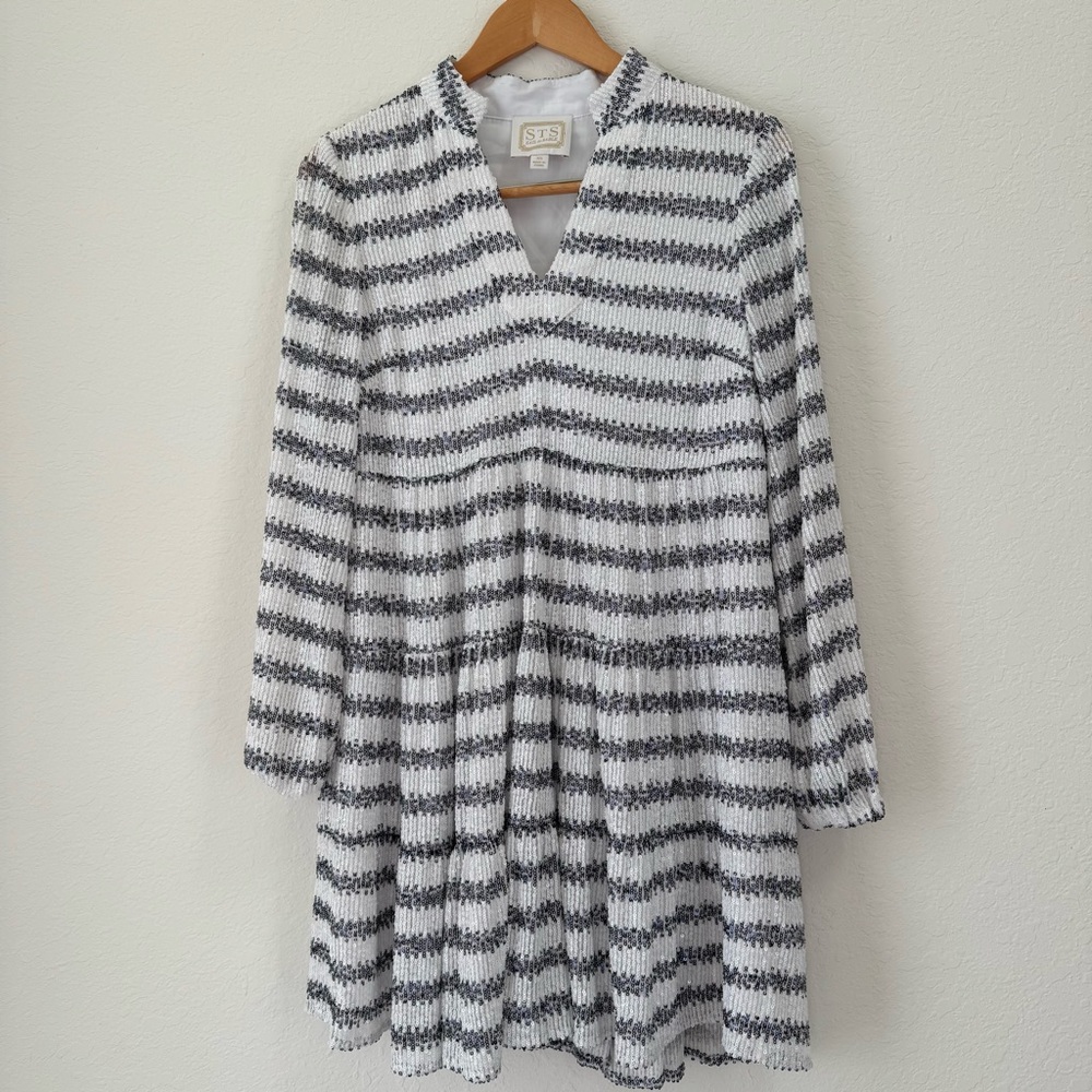 STS Sail to Sable Charlotte Striped Tiered Sequin Dress